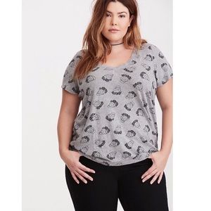 Torrid floral gray skull T-shirt